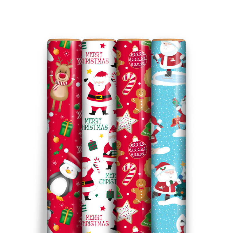 Clairefontaine Eurowrap Recyclable Christmas Cute Festive Gift Wrap Multicoloured 7Mtr x 70cm Pack of 1 X-36455-GWC | Assorted Designs | Perfect for Holiday Presents