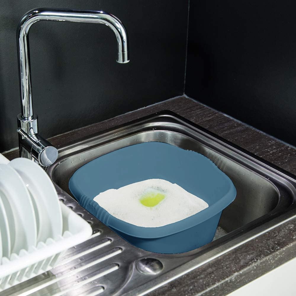 Wham Square Casa Bowl 32cm Navy 17207 | Durable Plastic Mixing and Washing Bowl | Lightweight and Easy to Clean | Ideal for Kitchen-Laundry and Household Use