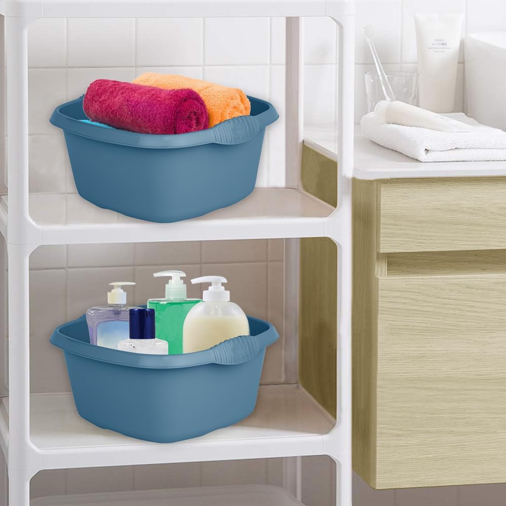 Wham Square Casa Bowl 32cm Navy 17207 | Durable Plastic Mixing and Washing Bowl | Lightweight and Easy to Clean | Ideal for Kitchen-Laundry and Household Use