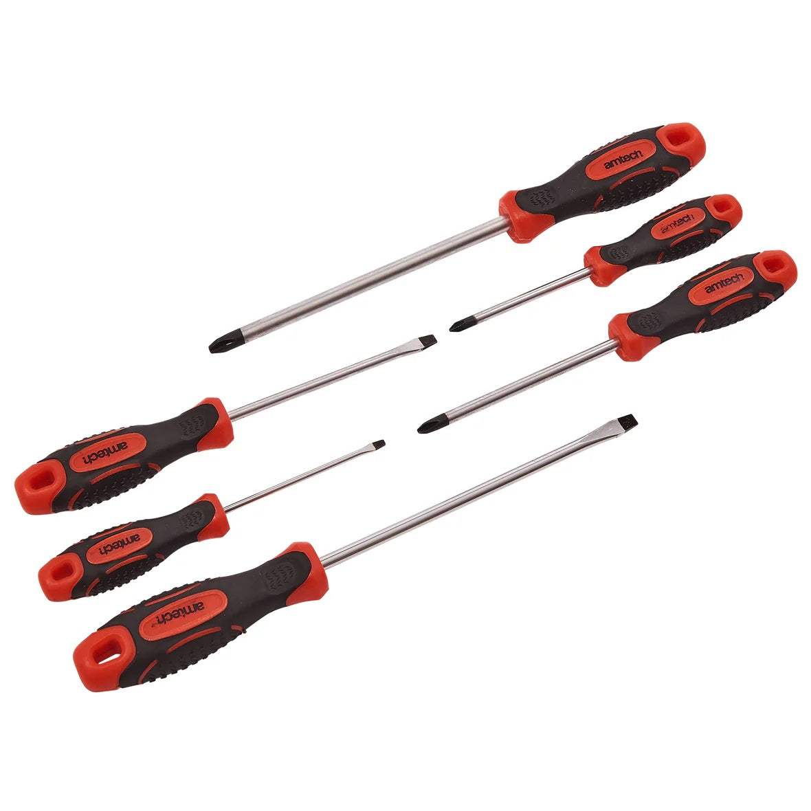 Amtech Secutiry Torx Screwdriver Set Red and Black Pack of 6 L0666 | Two-tone Soft Grip | Tamper-resistant Tips | Hardened Carbon Steel Shafts | Sizes - T10 | T15 | T20 | T25 | T30 | T40