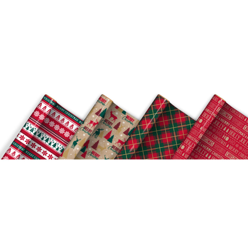 Clairefontaine Eurowrap Recyclable Christmas Festive Gift Wrap Multicoloured 7Mtr x 70cm Pack of 1 X-36464-GWC | Assorted Designs | Perfect for Holiday Presents