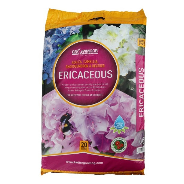 Growmoor Ericaceous Compost Multicoloured 20Ltr | For Successful feeding and Growth | Premium Acidic Soil Mix | For Azalea-Conifers-Rhododendron and Heathers | Ideal for All Lime Hating Plants | Improves Water Retention and Root Growth | Enriched with Added Nutrients | Use in Pots-Container and Hanging Baskets