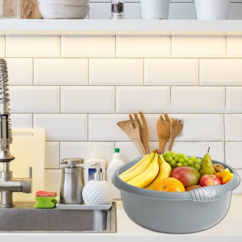 Wham Round Casa Bowl 32cm Silver 11270 | Durable Plastic Mixing and Washing Bowl | Lightweight and Easy to Clean | Ideal for Kitchen-Laundry and Household Use