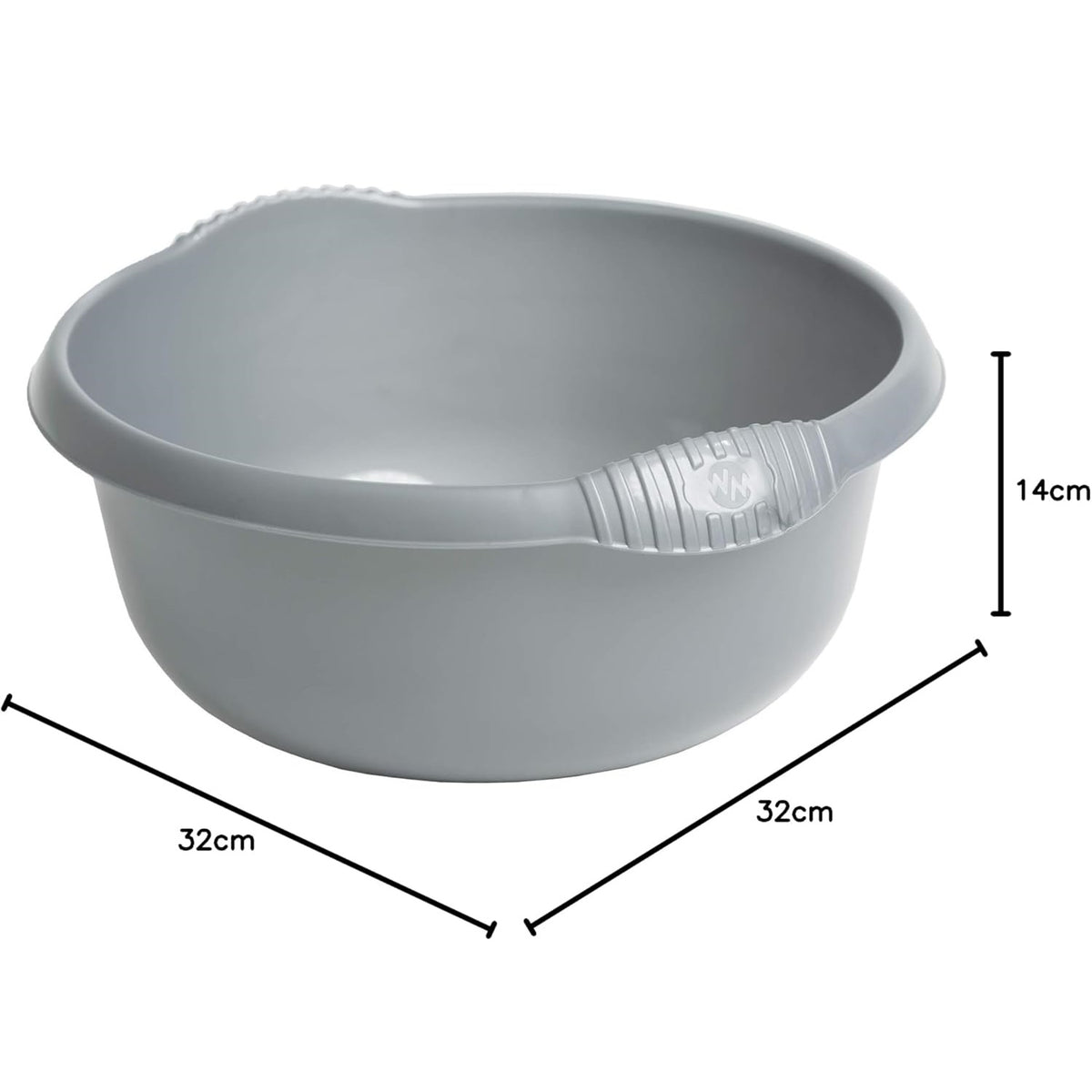 Wham Round Casa Bowl 32cm Silver 11270 | Durable Plastic Mixing and Washing Bowl | Lightweight and Easy to Clean | Ideal for Kitchen-Laundry and Household Use