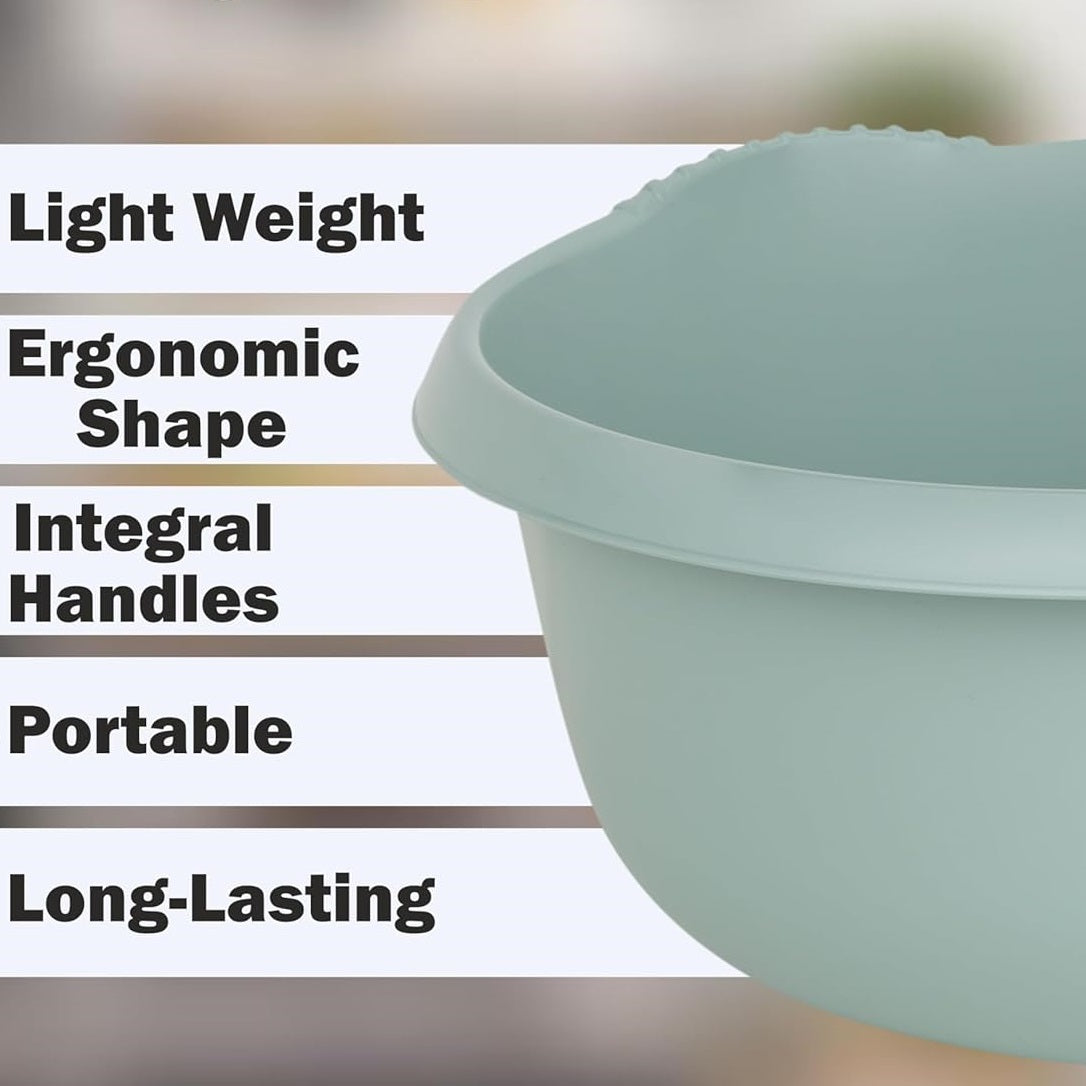 Wham Round Casa Bowl 32cm Silver Sage 17156 | Durable Plastic Mixing and Washing Bowl | Lightweight and Easy to Clean | Ideal for Kitchen-Laundry and Household Use
