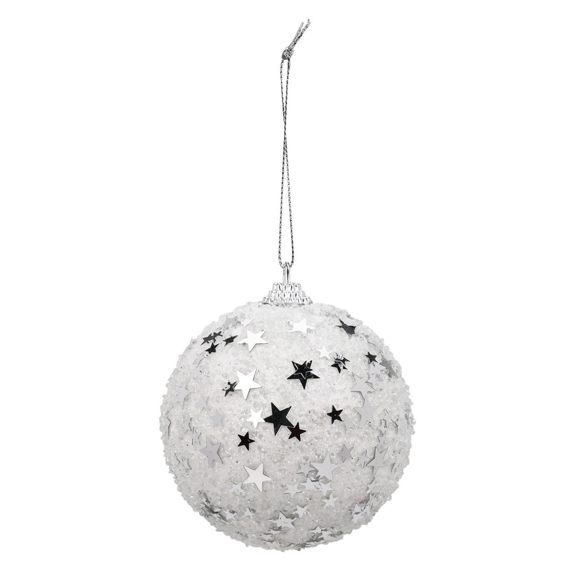 Christmas Decoration Glitter Ball White 80mm ABJ443240