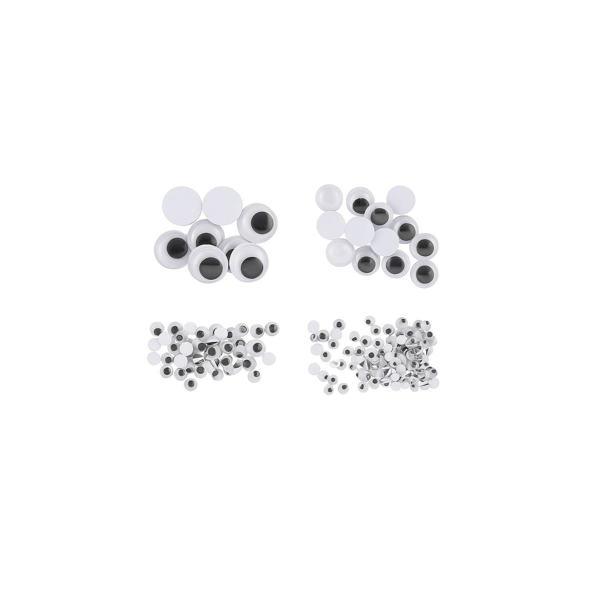 SIL Adhesive Wobbly Eyes White and Black 4 Assorted Sizes CR1992