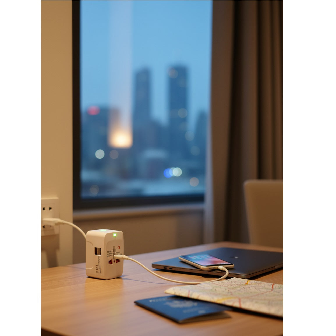 All-in-One Dual USB International Travel Adaptor White 1000mA | with 2 USB A Female Charger Port | Suitable in more than 150 Countries | Surge Protection | Safety Shutter | Power Indicator Light | Universal Outlet | Includes Travel Pouch