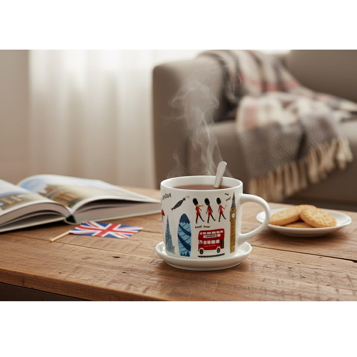 Puckator London Souvenir Porcelain Mug and Coaster Set White MUGC42