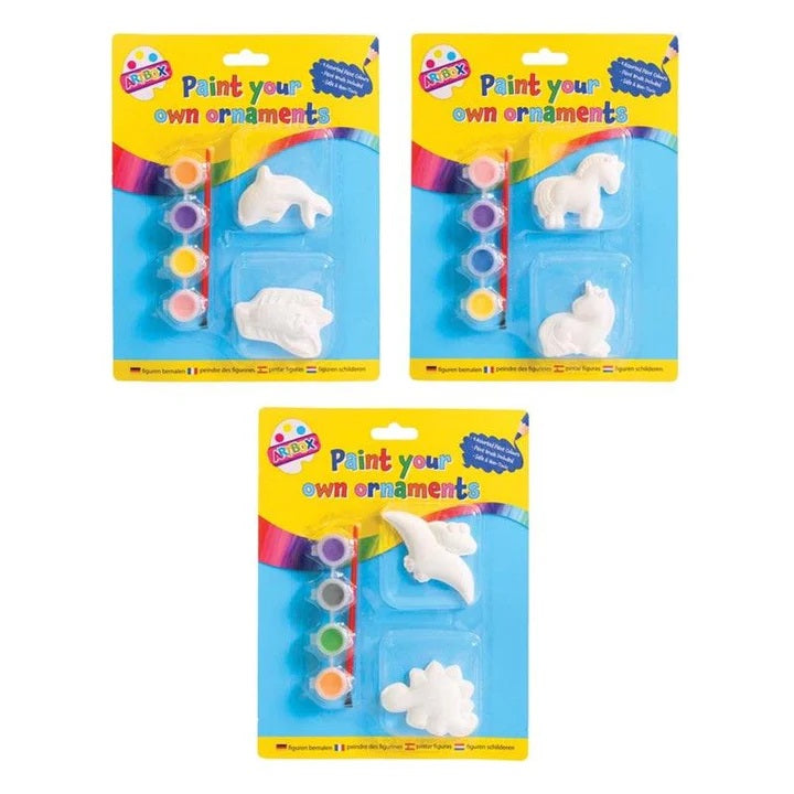 Artbox Paint Your Own Ornaments Set Multicoloured 6866 | Includes 4 Assorted Paint Colours and Brush | Safe and Non-Toxic DIY Craft Kit | Fun Creative Activity for Kids | Assorted Animal Design Figurine Painting Set