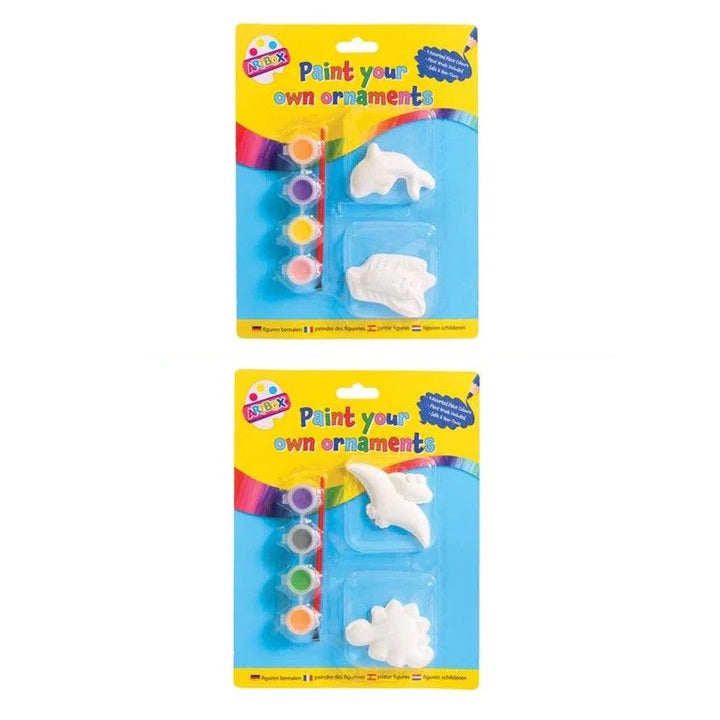 Artbox Paint Your Own Ornaments Set Multicoloured 6866 | Includes 4 Assorted Paint Colours and Brush | Safe and Non-Toxic DIY Craft Kit | Fun Creative Activity for Kids | Assorted Animal Design Figurine Painting Set