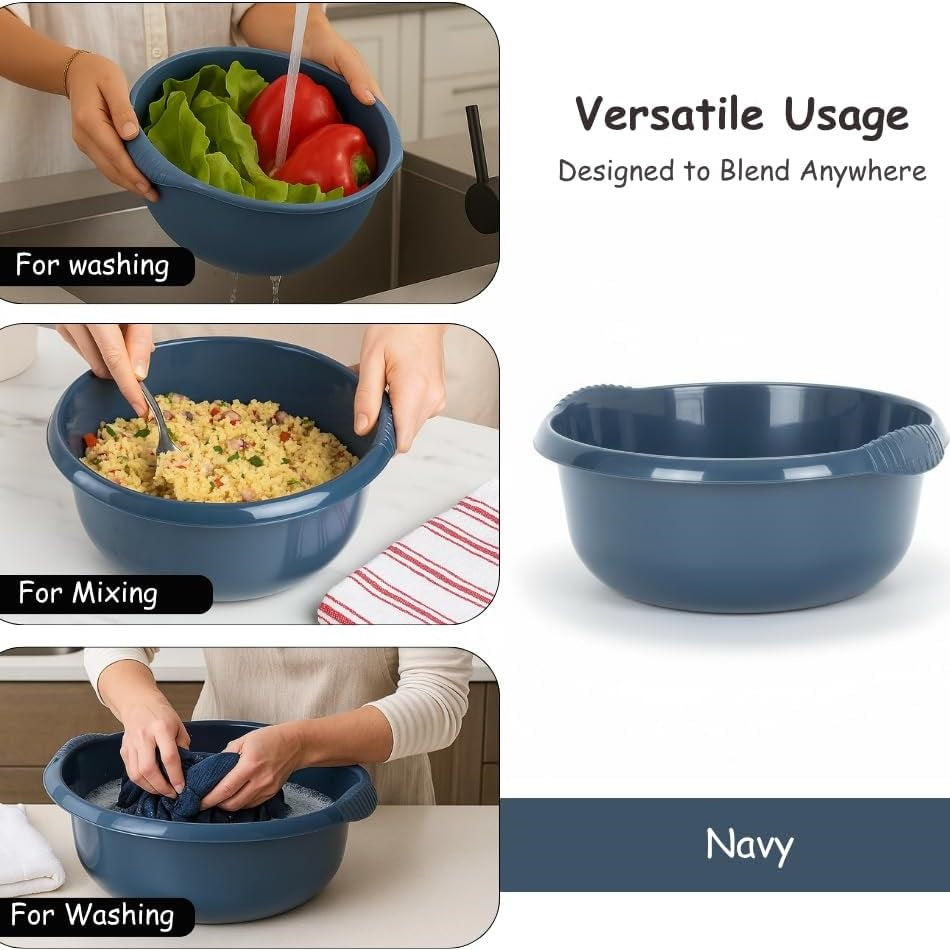 Wham Round Casa Bowl 32cm Navy 17157 | Durable Plastic Mixing and Washing Bowl | Lightweight and Easy to Clean | Ideal for Kitchen-Laundry and Household Use