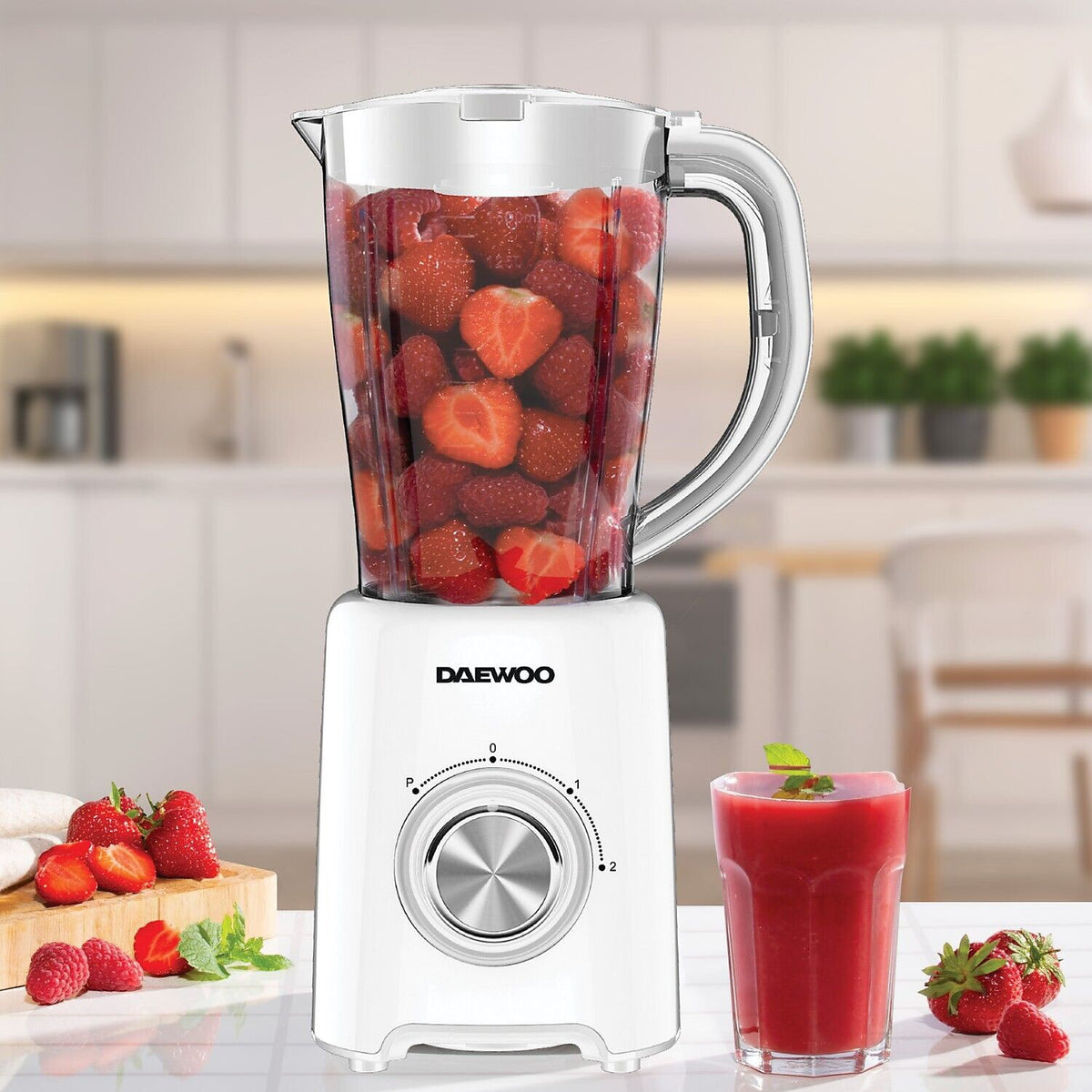 Daewoo 500W Blender and Coffee Grinder White 1.5Ltr SDA1907 | 2 Speeds | Pulse Function | Stainless Steel Blades