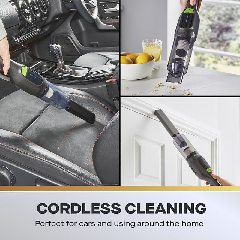 Daewoo Compact Lyte 7.4V Handheld Vacuum Cleaner Black FLR00158 | 7.4V Lithium Battery | 25 Min Run Time | 120ml Dust Tank | Storage and Charging Base | Speed Settings | Washable Filter