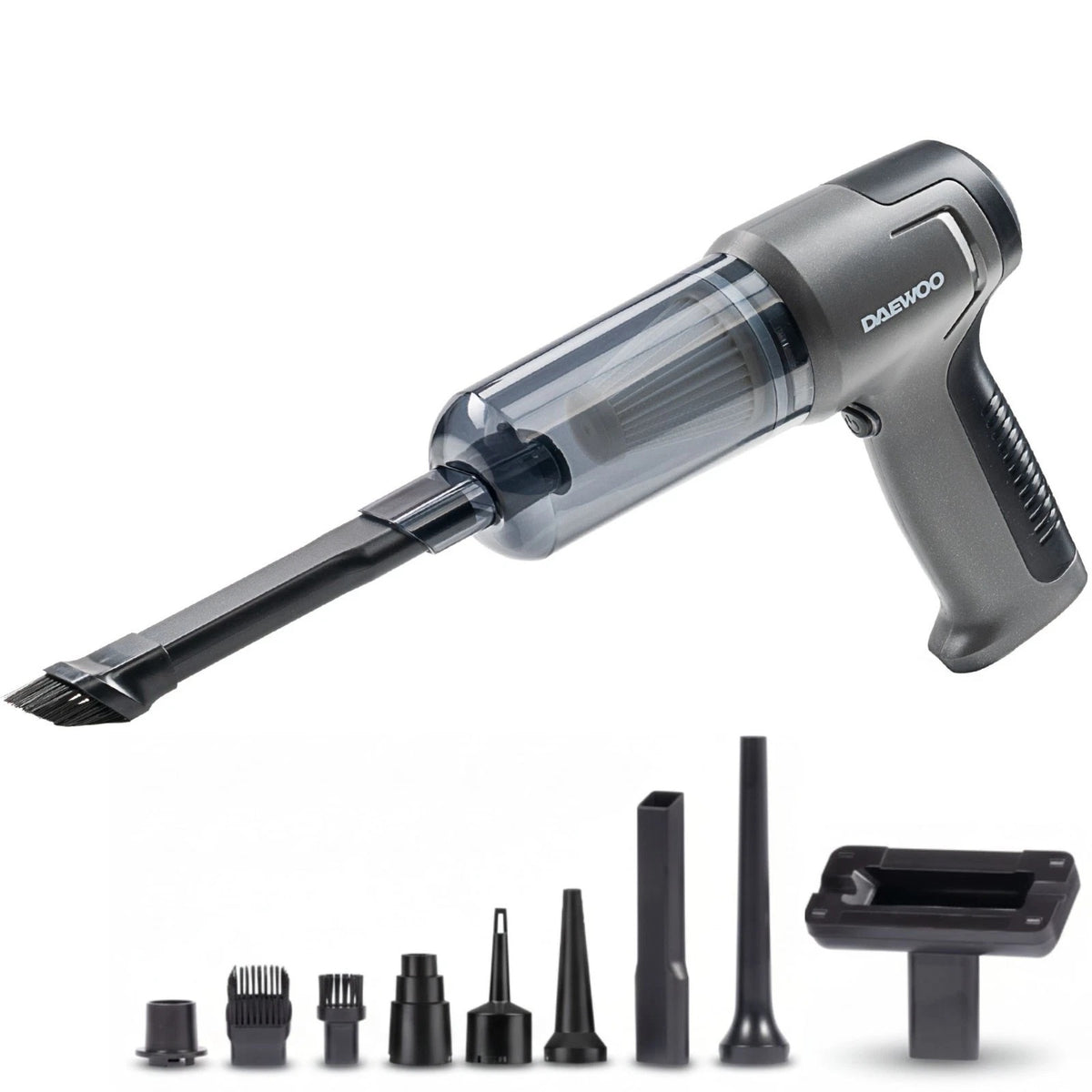 Daewoo Cyclone Freedom Cordless Handheld Car Vacuum Grey and Black FLR00224 | 120W BLDC Motor | 2 Speed Settings | Four in One | 20 Min Run Time | Washable Filter