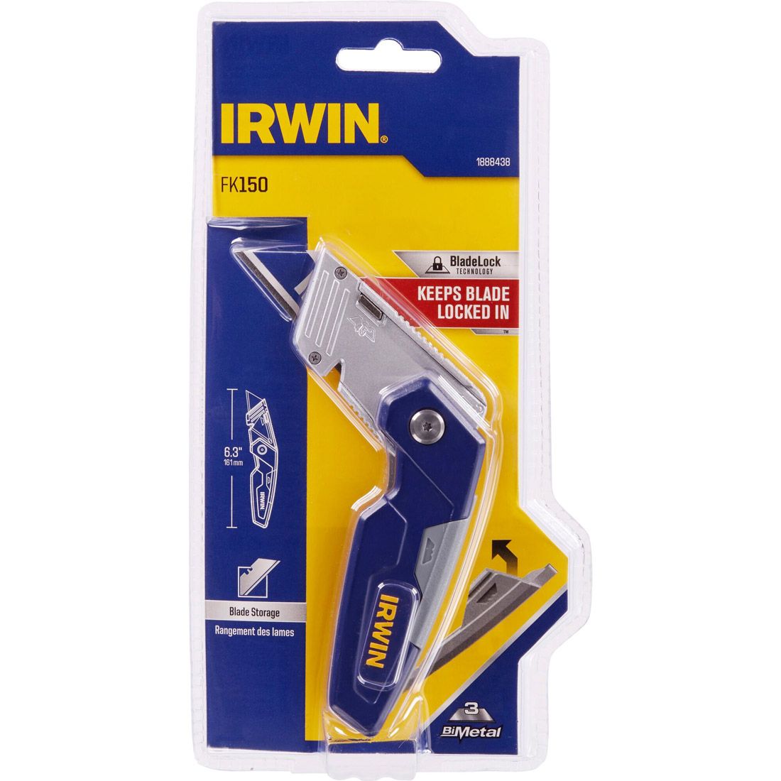 Irwin FK150 Folding Knife Blue 1888438 | Blade Lock Technology