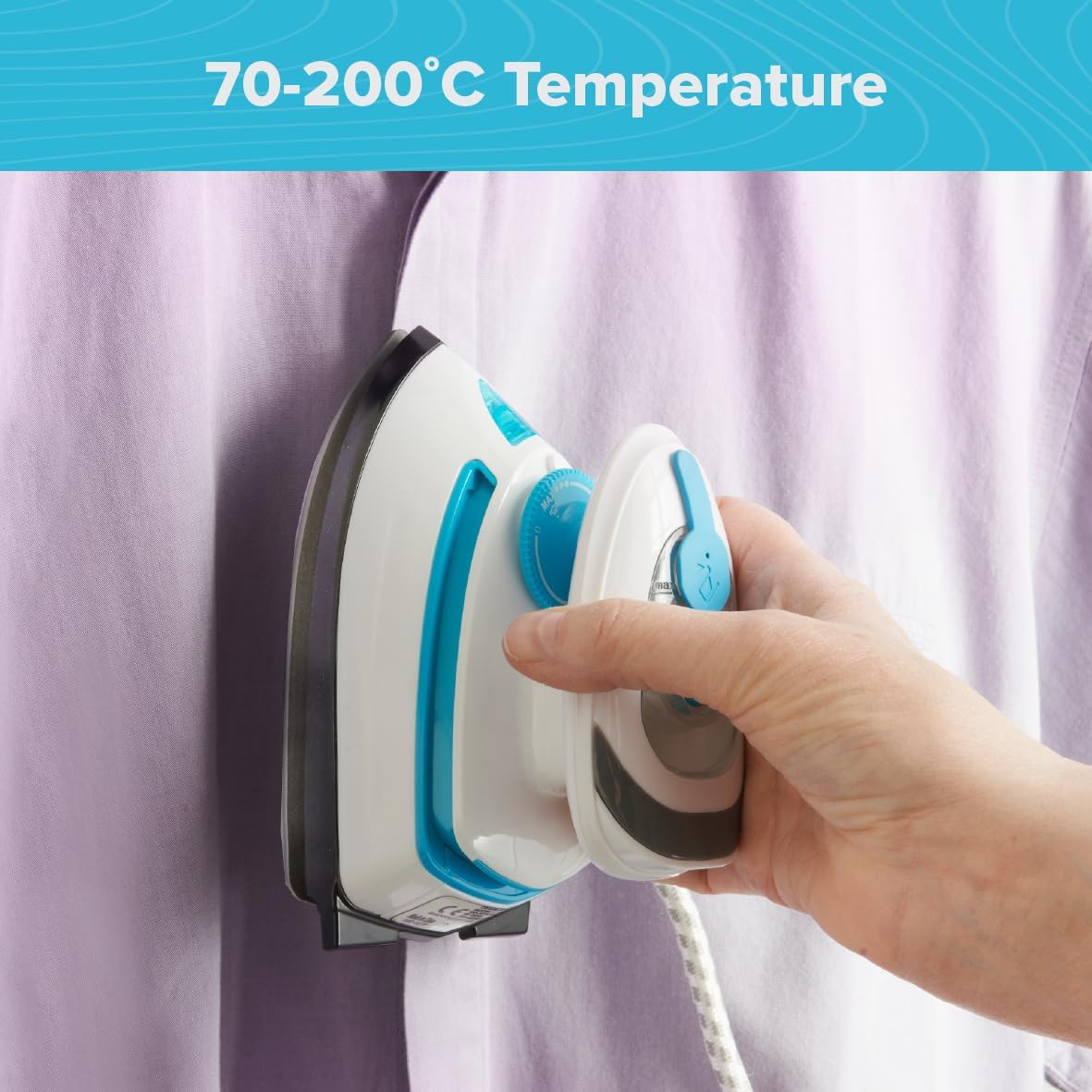 Quest Dual Voltage Travel Steam Iron White 14.3cm x 7.8cm x 9.5cm 408W 34000 | Heats up in 30 Seconds | Steam Output | 30ml Capacity | Non-Stick Soleplate | 1.9 Meter Cable | Variable Steam Function | Cable Clip | Temperature Dial Function