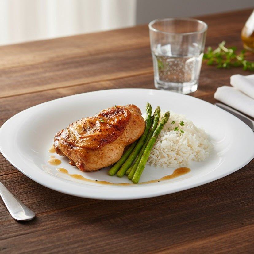 Dura Opal Glass Square Plate White 9.5-Inch DQ018 | Tempered Break Resistant | Dishwasher Safe | Microwave Safe | Freeze Resistant