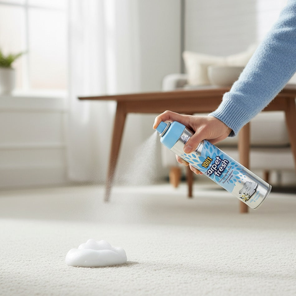 1001 Soft Jasmine and Linen Fragrance Carpet Freshener 300ml S33422 | Quick-drying Fine Foam | Eliminates Odours at Source | Blended by Fragrance Experts | No Need to Vacuum | Hours of Freshness
