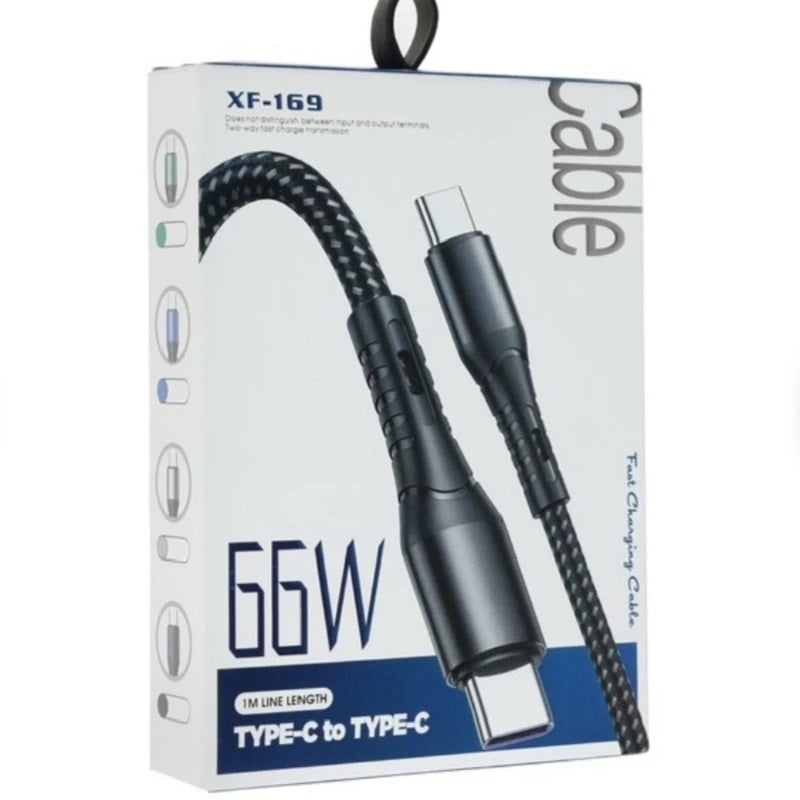 XE-169 Type-C to Type-C Fast Charging Cable Black 1Mtr GA044 | 66W | High-Speed Data Transfer | Quick Charge Durable Design | Compatible with USB Devices | Charge Your Phone-Tab Safely | Super Purity Cooper Conductor | Resist high Pressure With Excellent