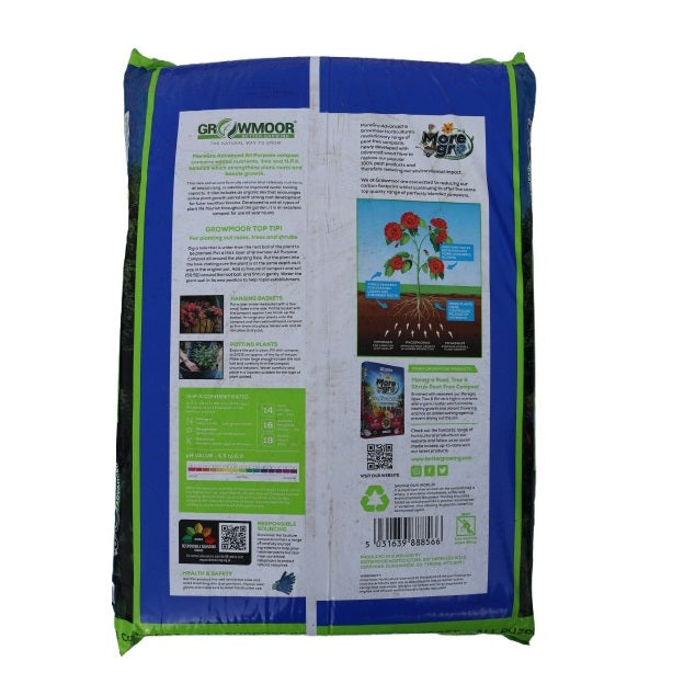 Growmoor MoreGro Advanced All Purpose Peat Free Compost Multicoloured 50Ltr | Professional Grade Organic Blend | Season-Long Nourishment | With Vital Nutrients and Seaweed | Ideal for Pots-Beds and Borders | Improves Water Retention