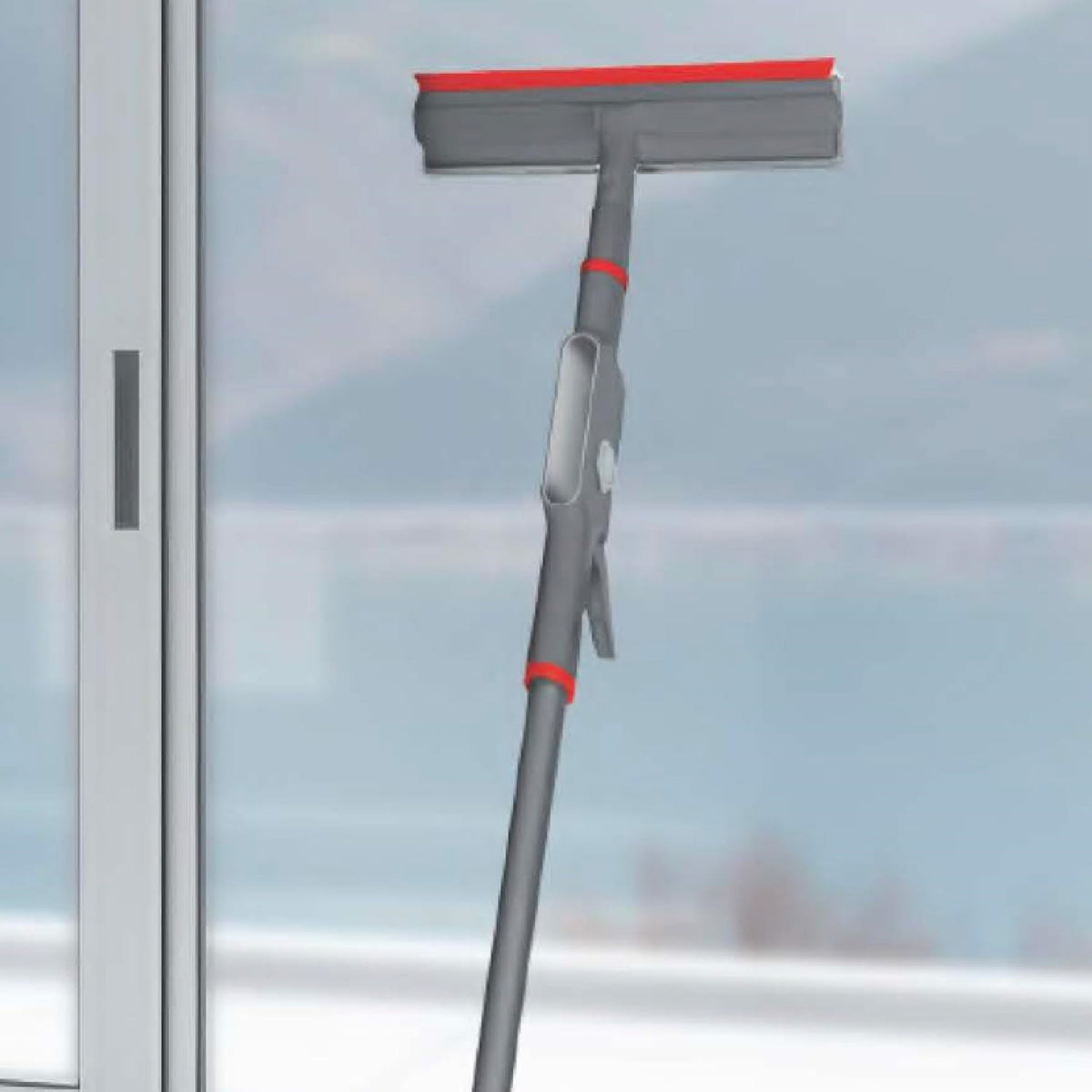 Tonkita New Window Spray Mop Grey and Red TK785 | Triple Action | Powerful Cleaning | Streaks and Halos Free