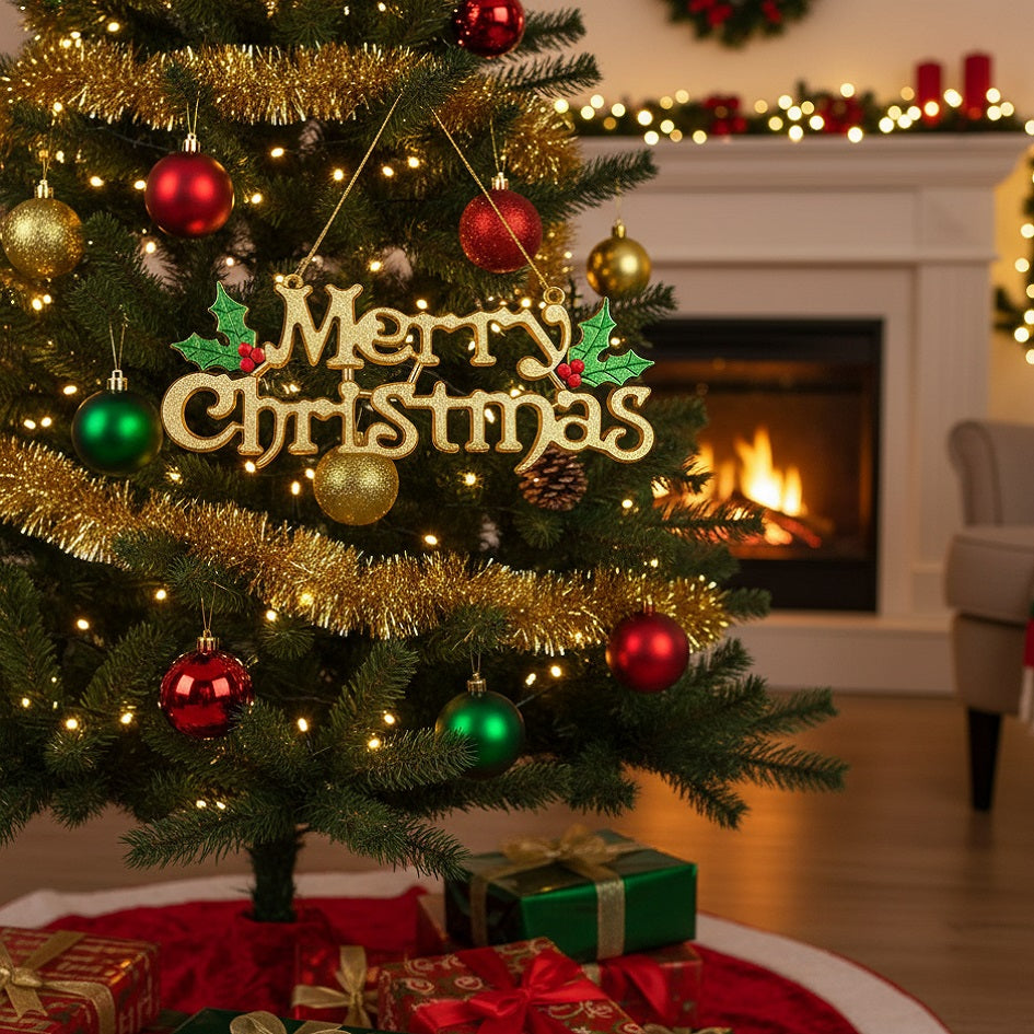 JL Supplies Ltd Merry Christmas Door Plaque Golden 3128