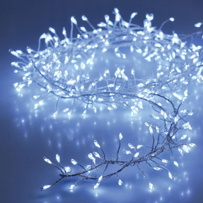 Battery Operated Silver Wire 100 LED Cluster Lights with Timer White AX8720770