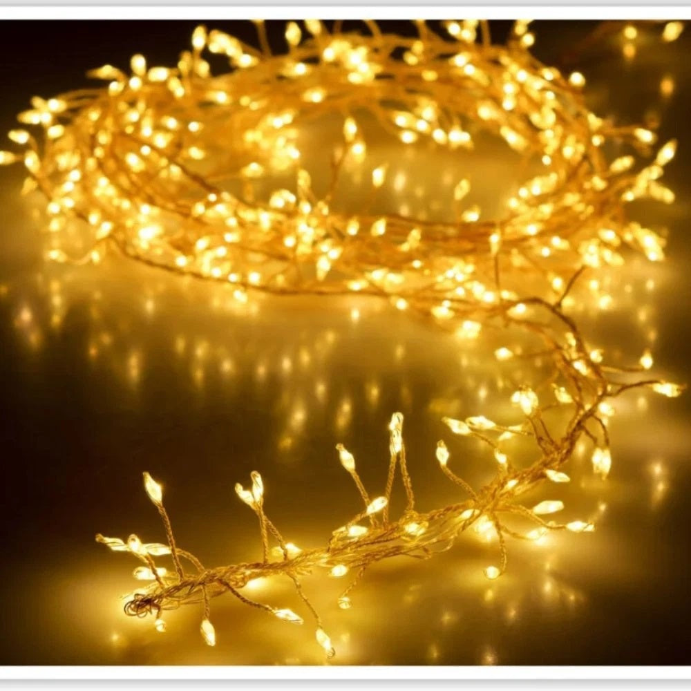 Battery Operated Silver Wire 100 LED Cluster Lights with Timer Warm White AX8720870