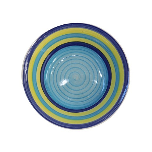 Striped Large Ceramic Serving Bowl Multicoloured 23cm x 6.5cm DK110 | Decorative Bowl for Salad-Pasta or Fruit | Durable Glazed Finish