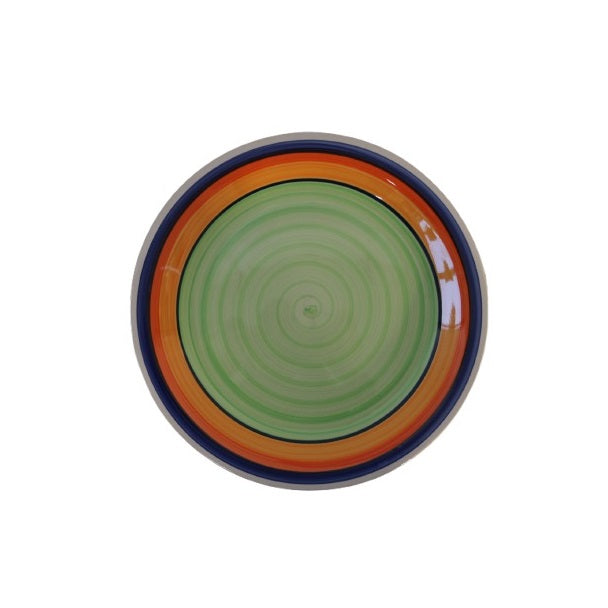 Striped Ceramic Serving Plate Multicoloured 26.5cm DK109 | Decorative Plate for Salad-Pasta or Fruit | Durable Glazed Finish | Ideal for Dining-Parties and Home Decor