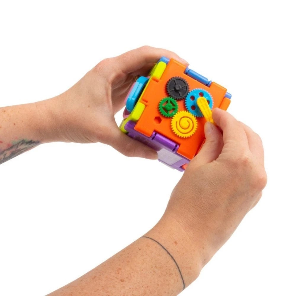 HGL Super Sensory Square Fidget Toy Assorted Colours SV22009 | Activity Cube with Click | Pop-Twist and Spin Features | Sensory Development Toy for Kids | One Sent at Random