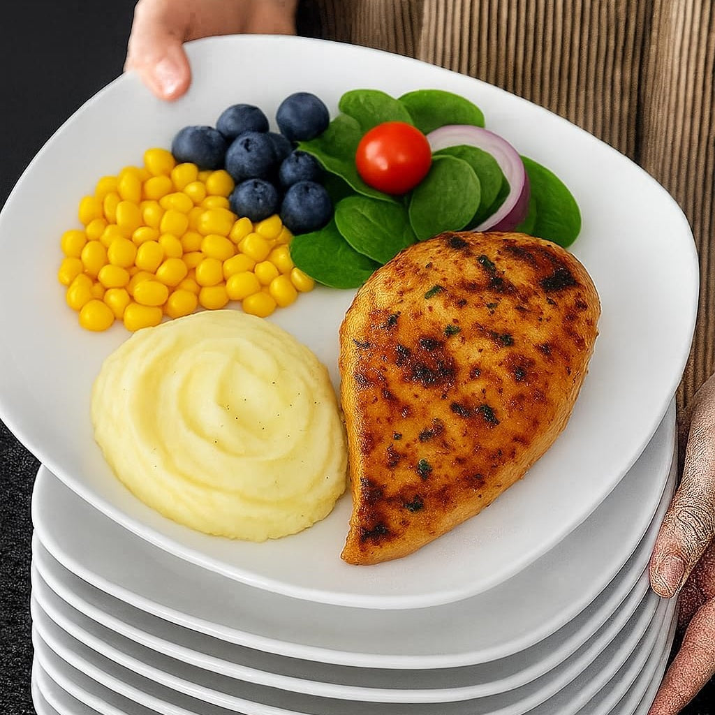 Dura Square Opal Glass Dinner Plate White 11-Inch DQ019 | Tempered Break-Resistant Opalware Plate | Microwave-Dishwasher and Freezer Safe | Everyday Kitchen Tableware