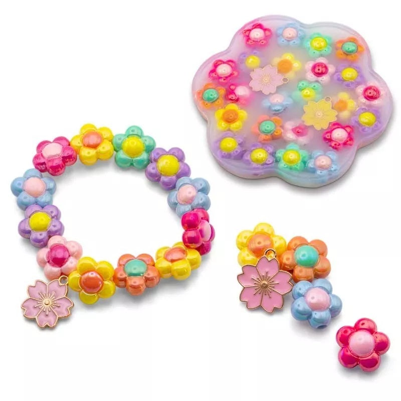 HGL Pretty Flower Pick N Pop Bracelet Kit Multicoloured SV22058 | DIY Bead Bracelet Making Set for Kids | Includes Colourful Beads-Thread and Charms | Creative Craft Activity Gift | Ages 8 Plus