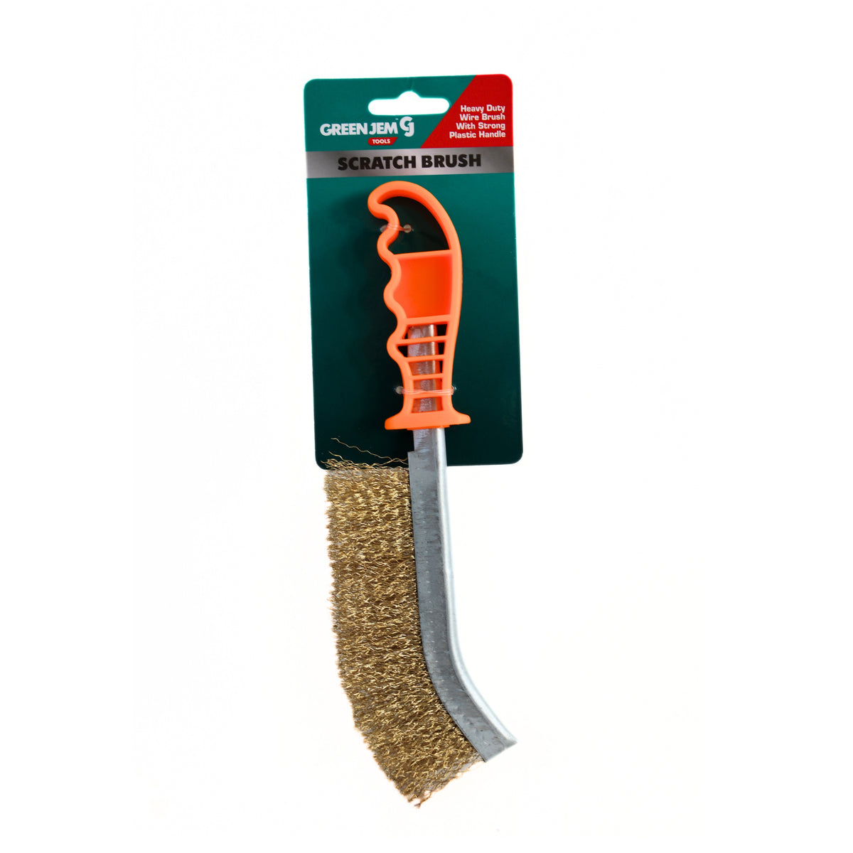 Green Jem Tools Scratch Brush Multicolour HTSBC | Heavy Duty Wire Brush with Strong Plastic Handle | Used for Removing Rust-Corrosion-Paint and Primer | Producing a Clean Surface | Ideal for Accessing Hard to Reach Places