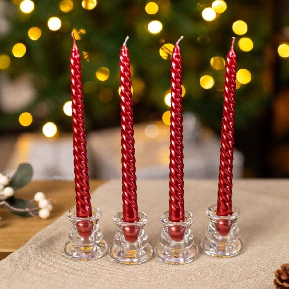 Sifcon Twist Taper Candles Red Pack of 4 XM2568A