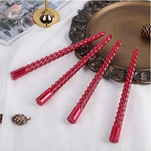 Sifcon Twist Taper Candles Red Pack of 4 XM2568A