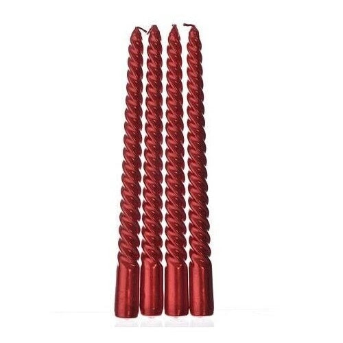 Sifcon Twist Taper Candles Red Pack of 4 XM2568A