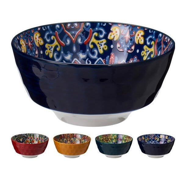 Decorated Printed Porcelain Bowls Assorted Colours 780ml Pack of 1 Q05000030 | Serving Bowls for Snacks-Dessertsand Salads