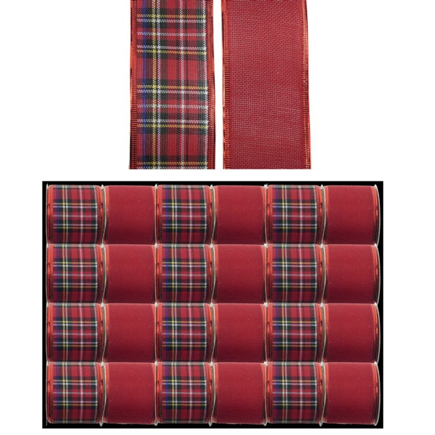 Davies Products Wired Ribbon Tartan and Red 2.7Mtr 56860 | For Crafts-Gift Wrapping and Decor