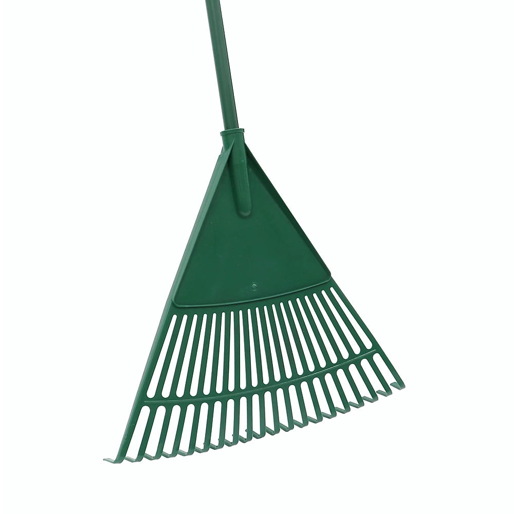 JVL Telescopic Garden Rake Green H108-152cm x W45cm x D4cm 20-062 | Multi-Use Broom and Rake | Telescopic Handle that easily Adjusts | Lightweight and Durable