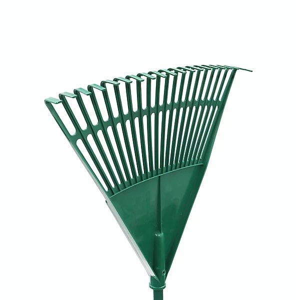 JVL Telescopic Garden Rake Green H108-152cm x W45cm x D4cm 20-062 | Multi-Use Broom and Rake | Telescopic Handle that easily Adjusts | Lightweight and Durable