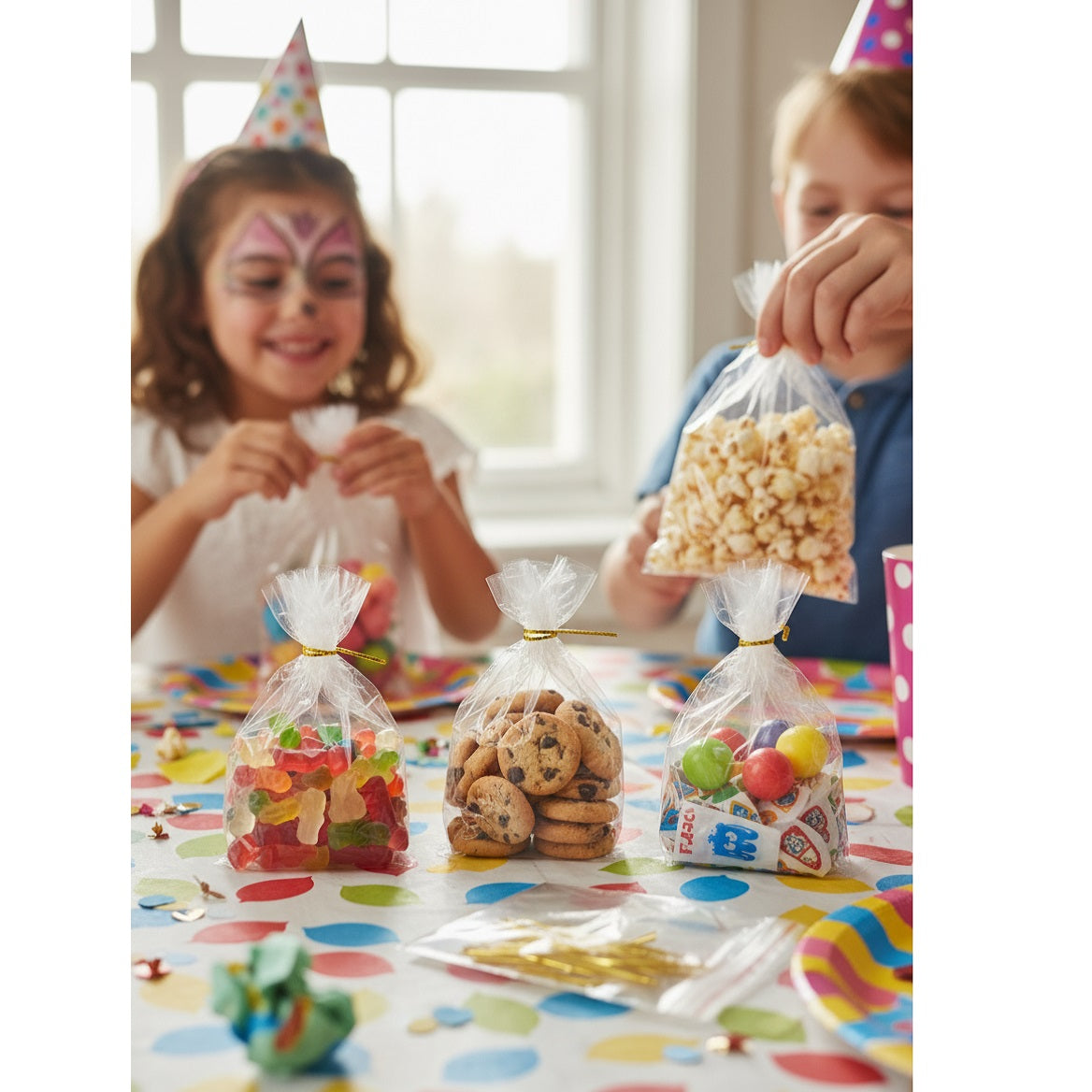 JL Supplies Ltd Treats Bags with Twist Ties Transparent 27cm x 13cm Pack of 14 461