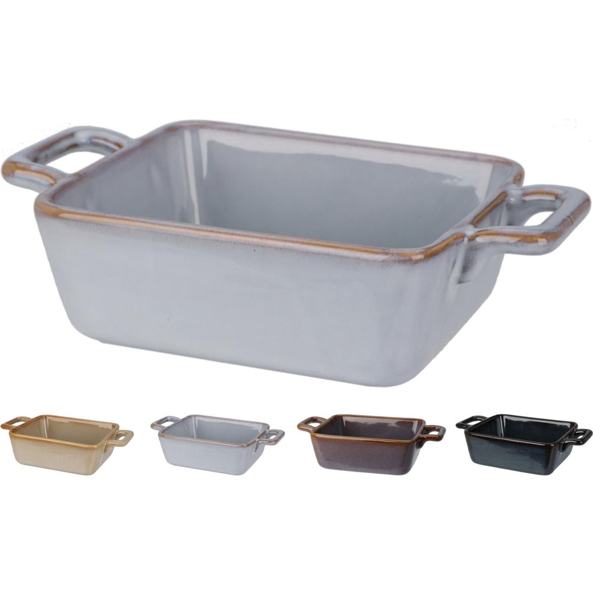 Stoneware Rectangular Oven Dish with Handles Assorted Colours 430ml Q51200650