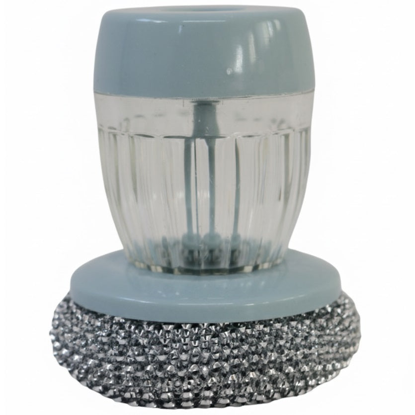 Soap Dispensing Washing Up Scrubber Light Blue and Silver AG062A