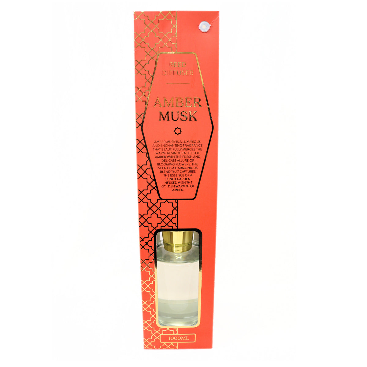 SIL Amber Musk Reed Diffuser with Gold Cap Clear 1000ml FR1647 AM