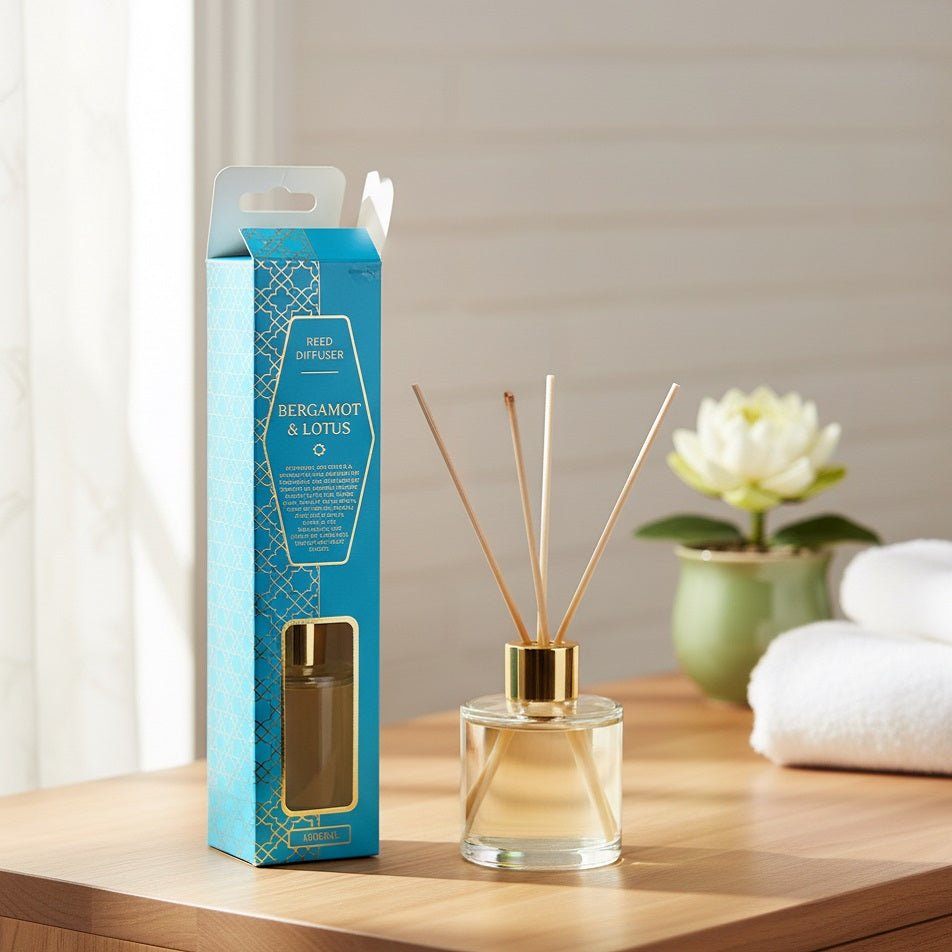 SIL Bergamot and Lotus Reed Diffuser with Gold Cap Clear 1000ml FR1647BT