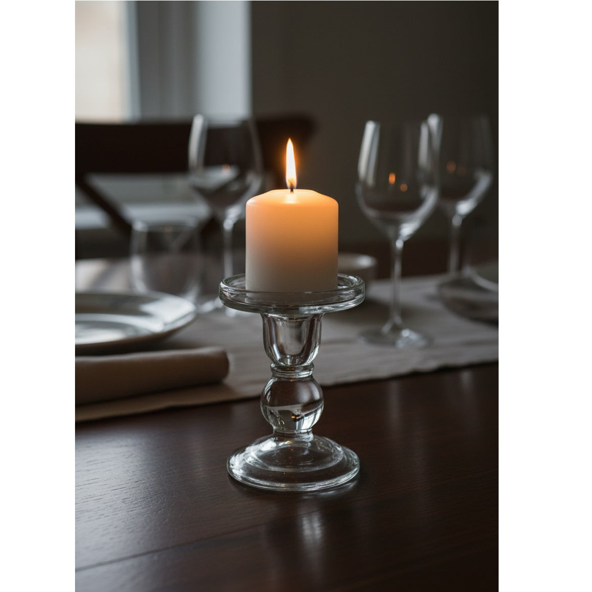 SIL Interiors Glass Candle Holder Clear 11cm x 9cm x 9cm CH6284
