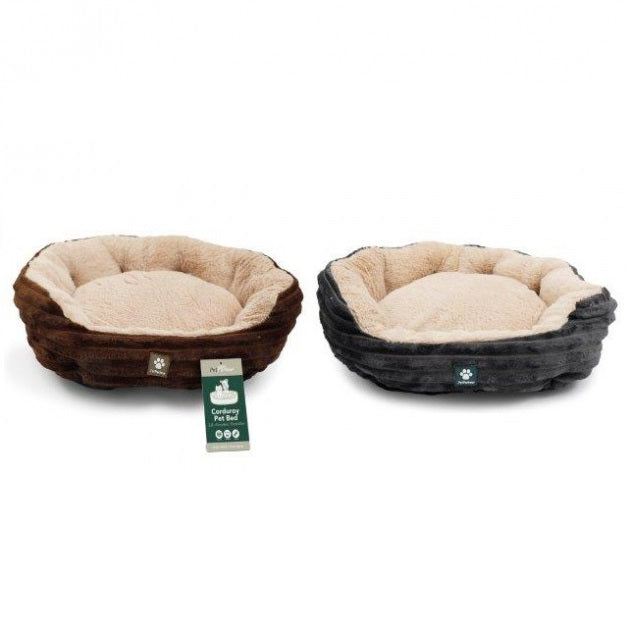SiL Pet Parlour Corduroy Pet Bed Assorted Colours 45cm x 40cm x 15cm PE1529 | Soft Plush Cushion Bed for Cats and Small Dogs | Comfortable and Warm Resting Spot | Non-Slip Base | Stylish Two-Tone Design | Washable
