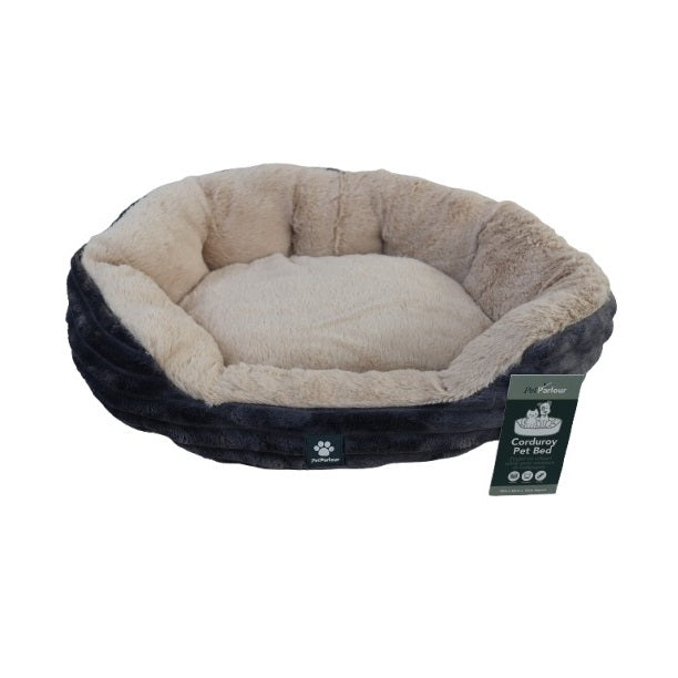 SiL Pet Parlour Corduroy Pet Bed Assorted Colours 45cm x 40cm x 15cm PE1529 | Soft Plush Cushion Bed for Cats and Small Dogs | Comfortable and Warm Resting Spot | Non-Slip Base | Stylish Two-Tone Design | Washable